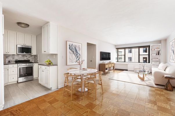 Dining room, Interior, Kitchen, Living room, Stainless Steel Appliances, Wood Texture Flooring