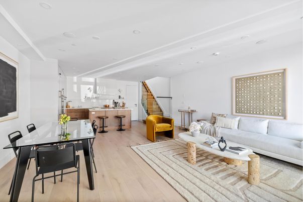 Dining room, Interior, Kitchen, Living room, Pendant Lights, Recessed Lighting, Wood Texture Flooring