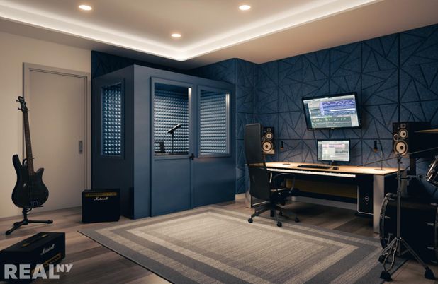 Home Office, Interior, Recessed Lighting, Wood Texture Flooring