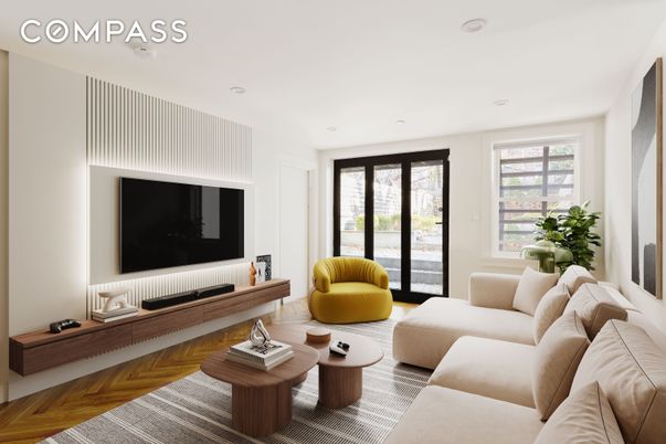 Interior, Living room, Recessed Lighting, Wood Texture Flooring