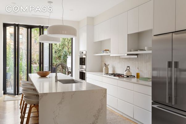 Interior, Kitchen, Pendant Lights, Stainless Steel Appliances, Wood Texture Flooring