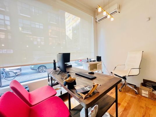 Home Office, Interior, Pendant Lights, Wood Texture Flooring