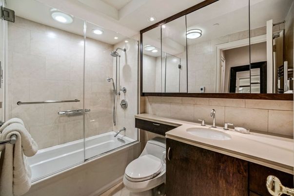 Bathroom, Glass Shower, Interior, Recessed Lighting