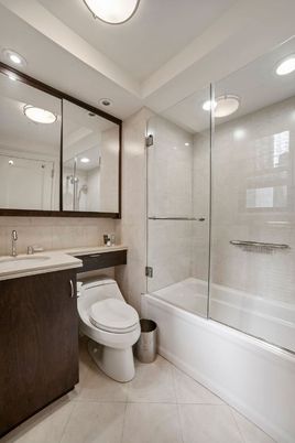 Bathroom, Glass Shower, Interior, Recessed Lighting