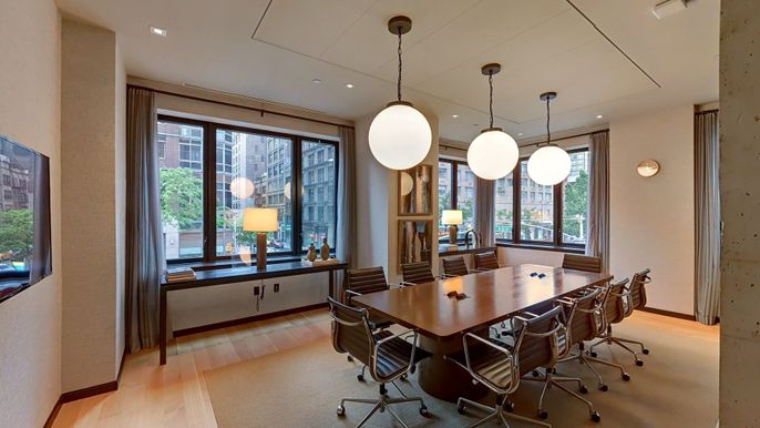 Dining room, Interior, Pendant Lights, Recessed Lighting, Wood Texture Flooring