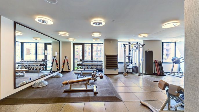 Fitness Equipment, Gym, Interior, Recessed Lighting