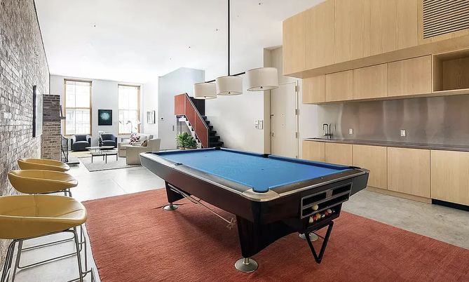 Billiard Table, Game Room, Interior, Living room, Pendant Lights, Recessed Lighting