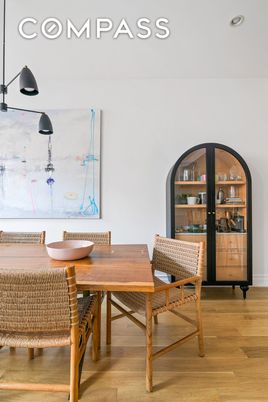 Dining room, Interior, Recessed Lighting, Wood Texture Flooring