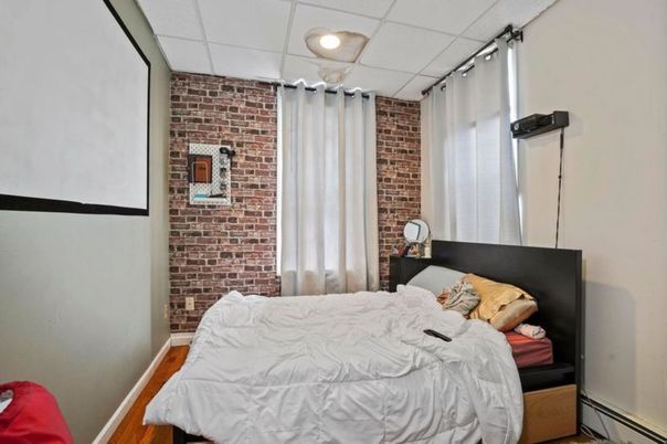 Bedroom, Interior, Recessed Lighting, Stone Walls