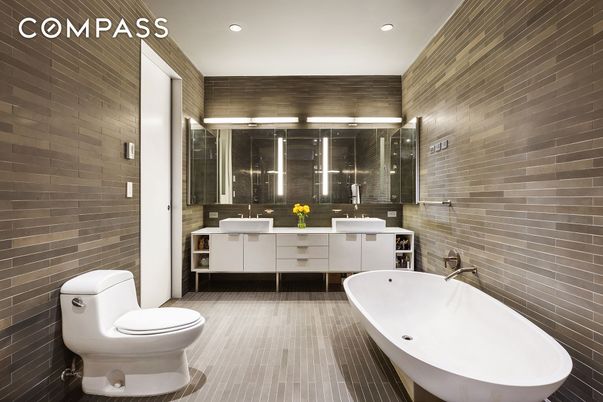 Bathroom, Dual Sink Vanities, Free Standing Baths, Interior, Recessed Lighting