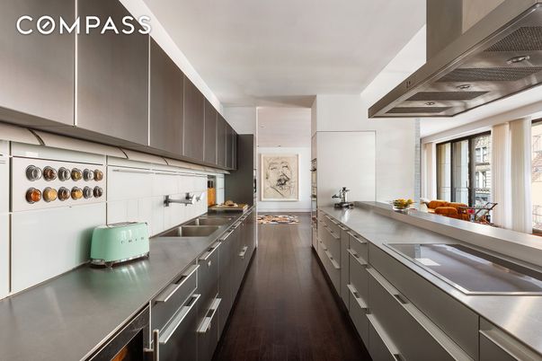Interior, Kitchen, Stainless Steel Appliances, Wood Texture Flooring