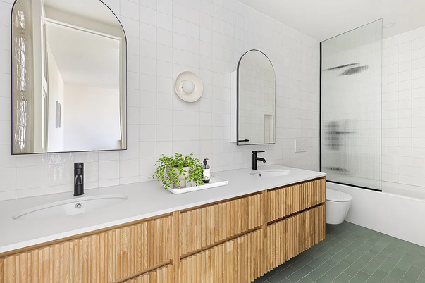 Bathroom, Dual Sink Vanities, Glass Shower, Interior