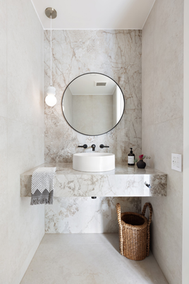 Bathroom, Interior, Marble Walls, Pendant Lights