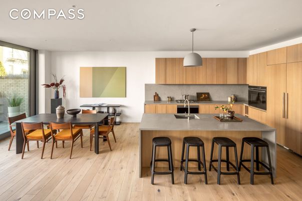 Dining room, Interior, Kitchen, Pendant Lights, Wood Texture Flooring