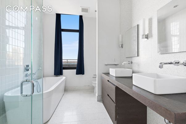 Bathroom, Dual Sink Vanities, Free Standing Baths, Glass Shower, Interior