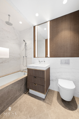 Bathroom, Interior, Marble Walls, Recessed Lighting
