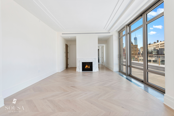 Empty room, Fireplace, Interior, Recessed Lighting, Wood Texture Flooring