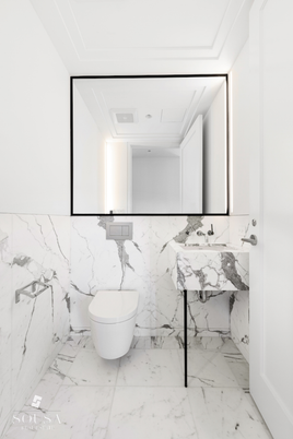 Bathroom, Interior, Marble, Marble Walls, Recessed Lighting