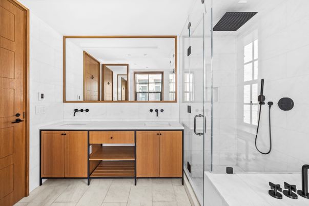 Bathroom, Dual Sink Vanities, Glass Shower, Interior