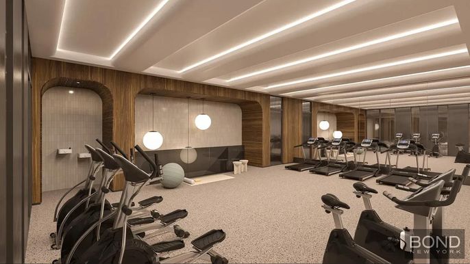 Fitness Equipment, Gym, Interior, Pendant Lights, Recessed Lighting, Wooden Walls