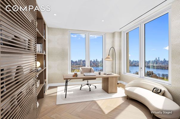 Home Office, Interior, Recessed Lighting, Water, Wood Texture Flooring