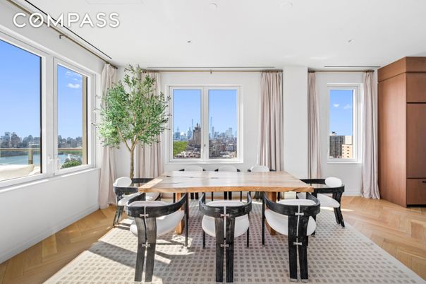 Dining room, Interior, Recessed Lighting, Water, Wood Texture Flooring