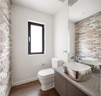 Bathroom, Dual Sink Vanities, Glass Shower, Interior, Wooden Walls