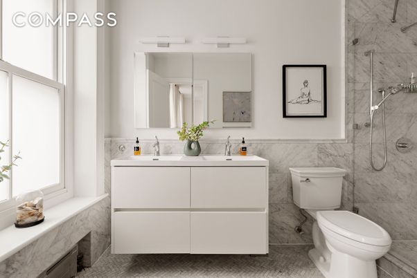 Bathroom, Glass Shower, Interior, Marble Walls