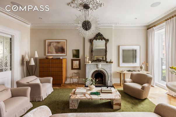 Fireplace, Interior, Living room, Pendant Lights, Recessed Lighting, Wood Texture Flooring