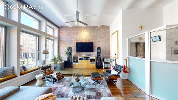 Interior, Living room, Stone Walls, Wood Texture Flooring