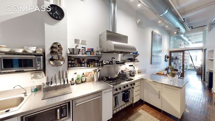 Interior, Kitchen, Stainless Steel Appliances, Wood Texture Flooring