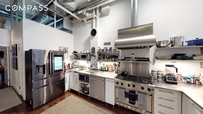 Interior, Kitchen, Stainless Steel Appliances, Wood Texture Flooring