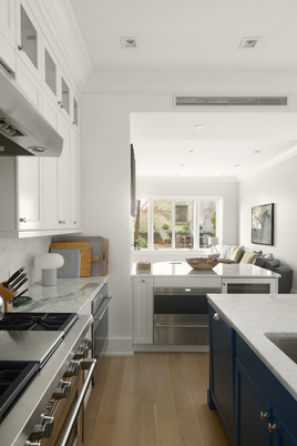 Interior, Kitchen, Living room, Recessed Lighting, Stainless Steel Appliances, Wood Texture Flooring