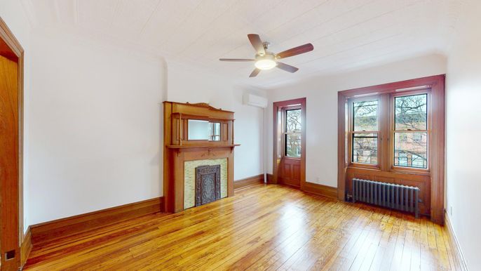 Empty room, Fireplace, Interior, Wood Texture Flooring