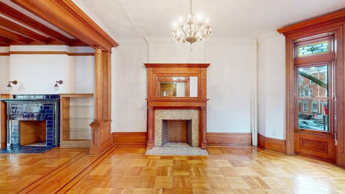 Chandelier, Fireplace, Interior, Wood Texture Flooring