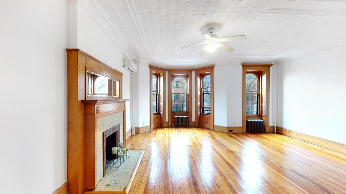 Empty room, Fireplace, Interior, Wood Texture Flooring