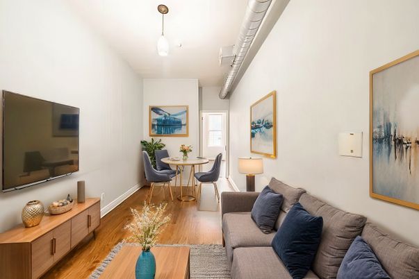 Dining room, Interior, Living room, Pendant Lights, Wood Texture Flooring