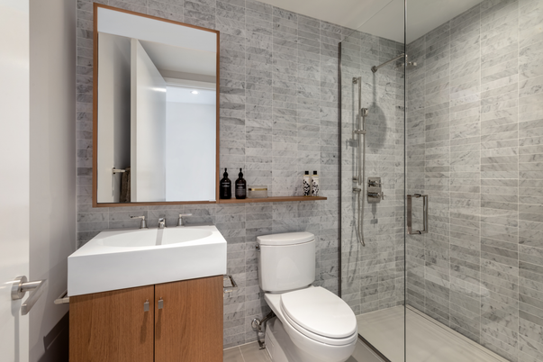 Bathroom, Glass Shower, Interior, Stone Walls