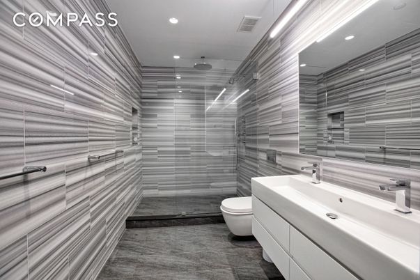 Bathroom, Glass Shower, Interior, Recessed Lighting