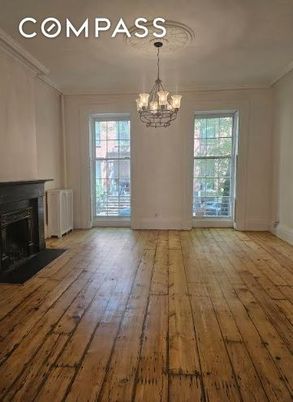 Chandelier, Empty room, Fireplace, Interior, Wood Texture Flooring