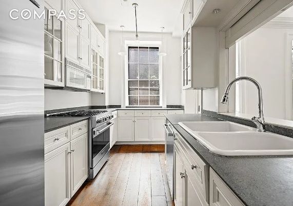 Interior, Kitchen, Pendant Lights, Stainless Steel Appliances, Wood Texture Flooring