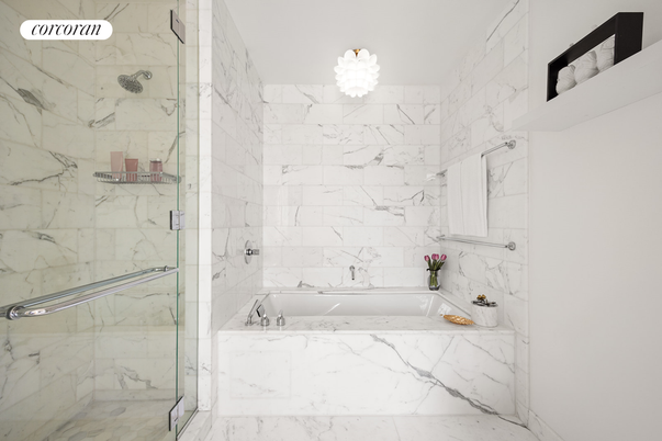 Bathroom, Glass Shower, Interior, Marble, Marble Walls