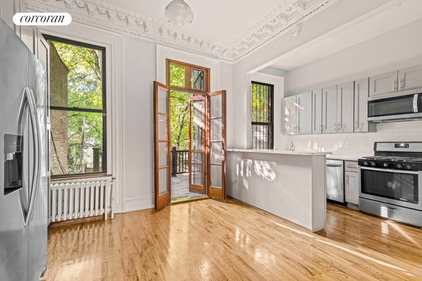 Interior, Kitchen, Stainless Steel Appliances, Wood Texture Flooring