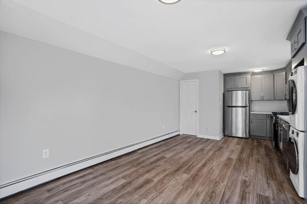 Interior, Kitchen, Stainless Steel Appliances, Washer, Wood Texture Flooring