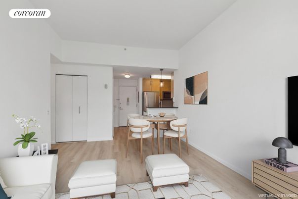 Dining room, Interior, Kitchen, Pendant Lights, Stainless Steel Appliances, Wood Texture Flooring