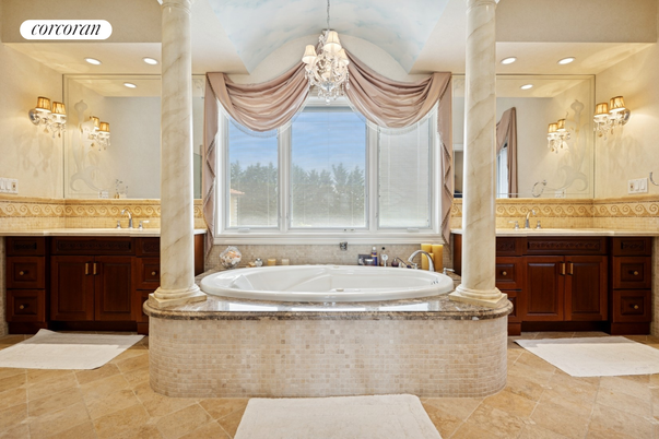 Bathroom, Chandelier, Interior, Recessed Lighting