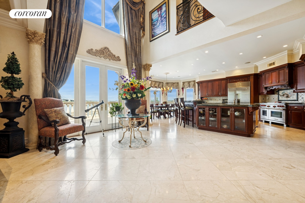 Chandelier, Dining room, Interior, Kitchen, Pendant Lights, Recessed Lighting, Stainless Steel Appliances, Water