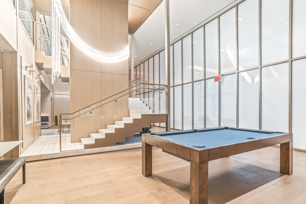 Billiard Table, Game Room, Interior, Recessed Lighting, Wood Texture Flooring