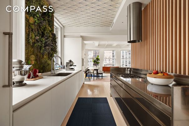 Dining room, Interior, Kitchen, Stainless Steel Appliances, Wood Texture Flooring