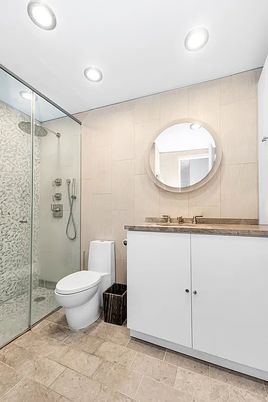 Bathroom, Glass Shower, Interior, Recessed Lighting